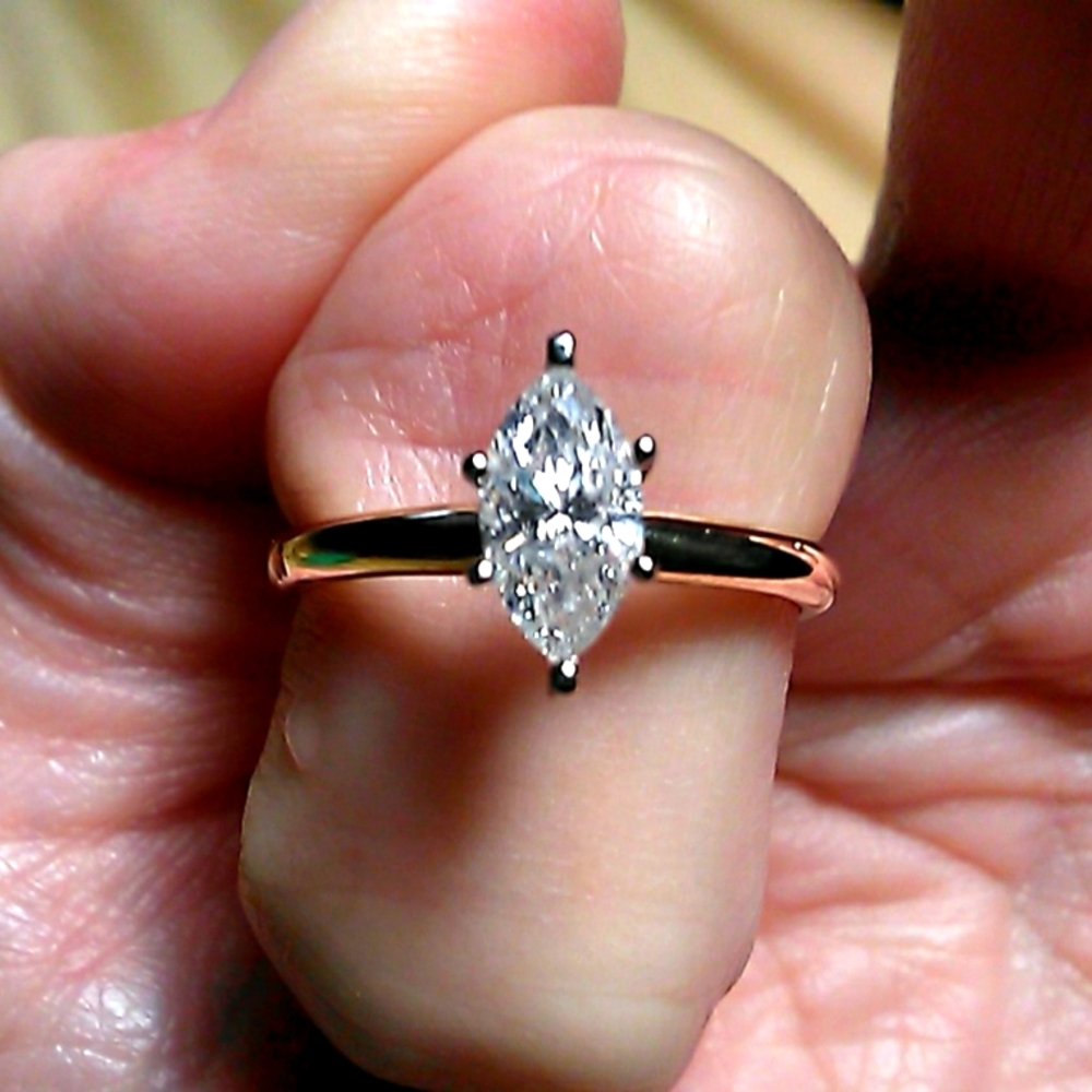 NEW Elegant 1/2 CT. Marquise Cut DIAMOND RING 14 KT GOLD EXC. DIAMOND 6.5